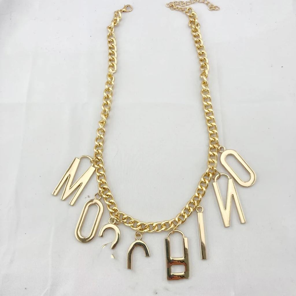 Mosch Letter Necklaces Tassel Necklace Waist Pendant Hellboy Chain Nightclub Big Letter Necklace Women Jewelry Punk Style Girls