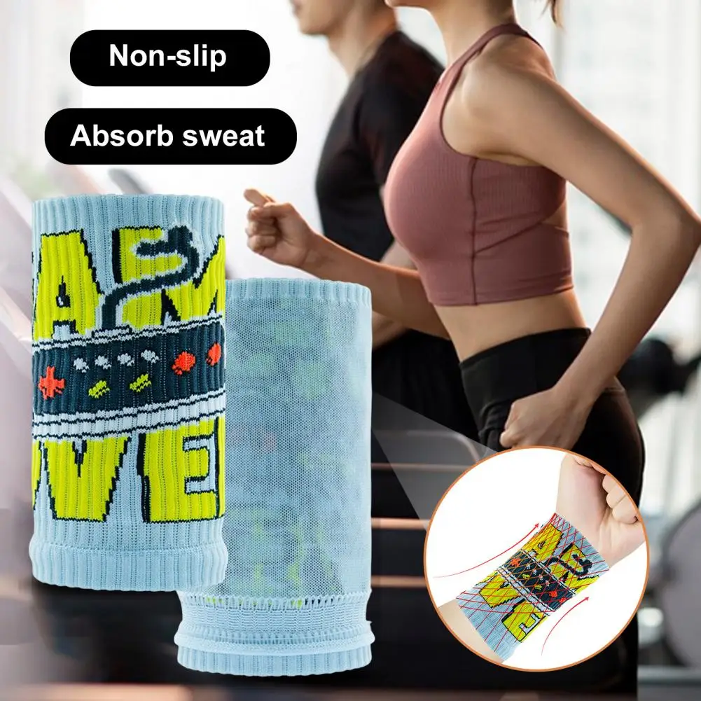 

1 Pair Sports Bracers Cartoon Printed Wrist Protectors Non-slip Extensions Pressure Sports Wrist Covers Sweat Absorption
