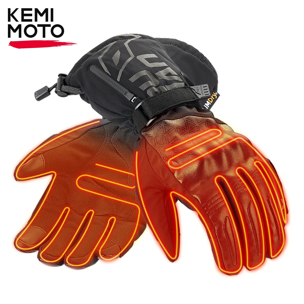 Winter Heated Motorcycle Gloves Outdoor Camping Motorcycle Leather Gloves Battery Powered Waterproof Touch Screen For Motorbike