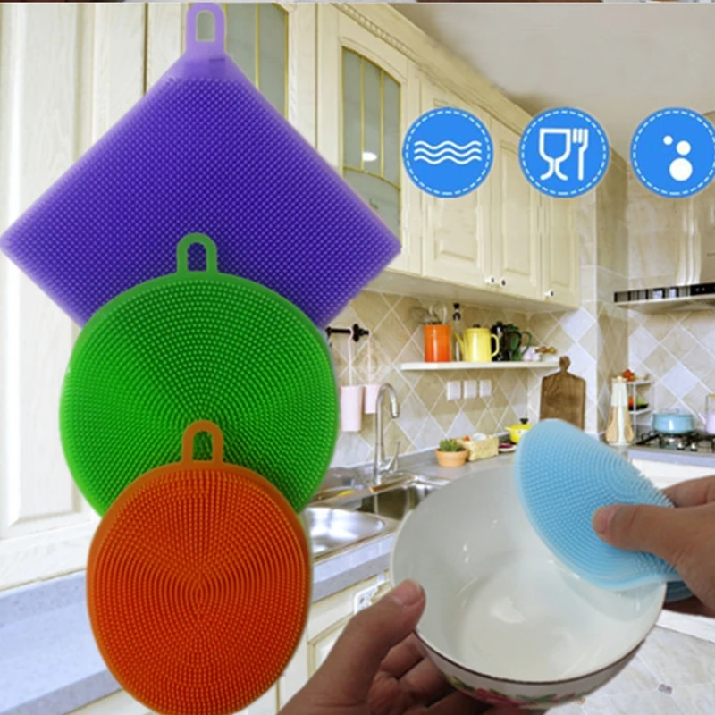 

3 шт., силиконовые губки для мытья посуды