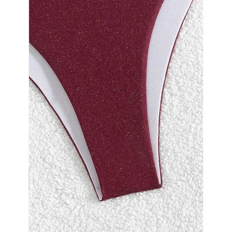 FASKOB однотонный сексуальный купальник-бикини на шнурке женский купальник из двух