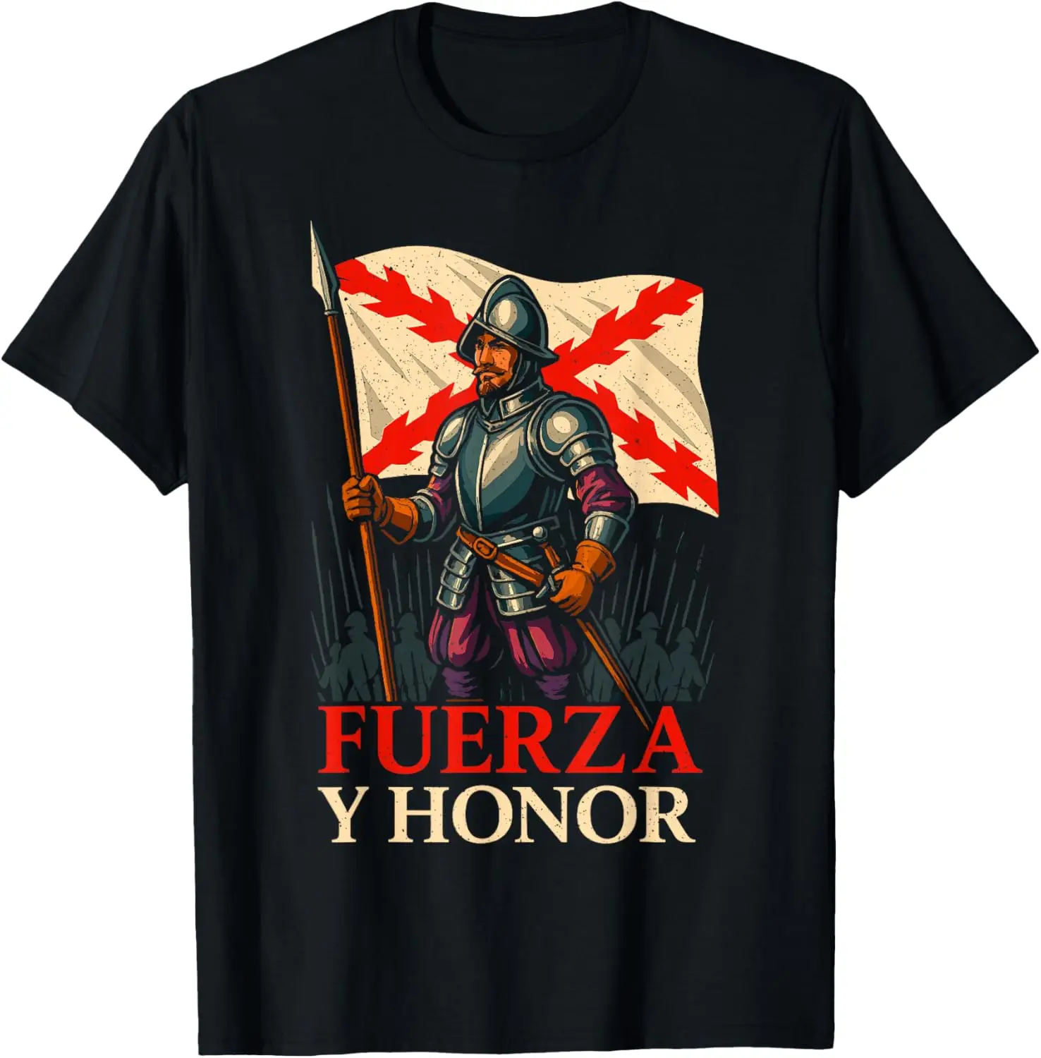 Фото Fuerza Y Honor Tercio Viejo Don Blas De Lezo España Tercios Camiseta с коротким рукавом, повседневная, из 100% хлопка, Shift №1