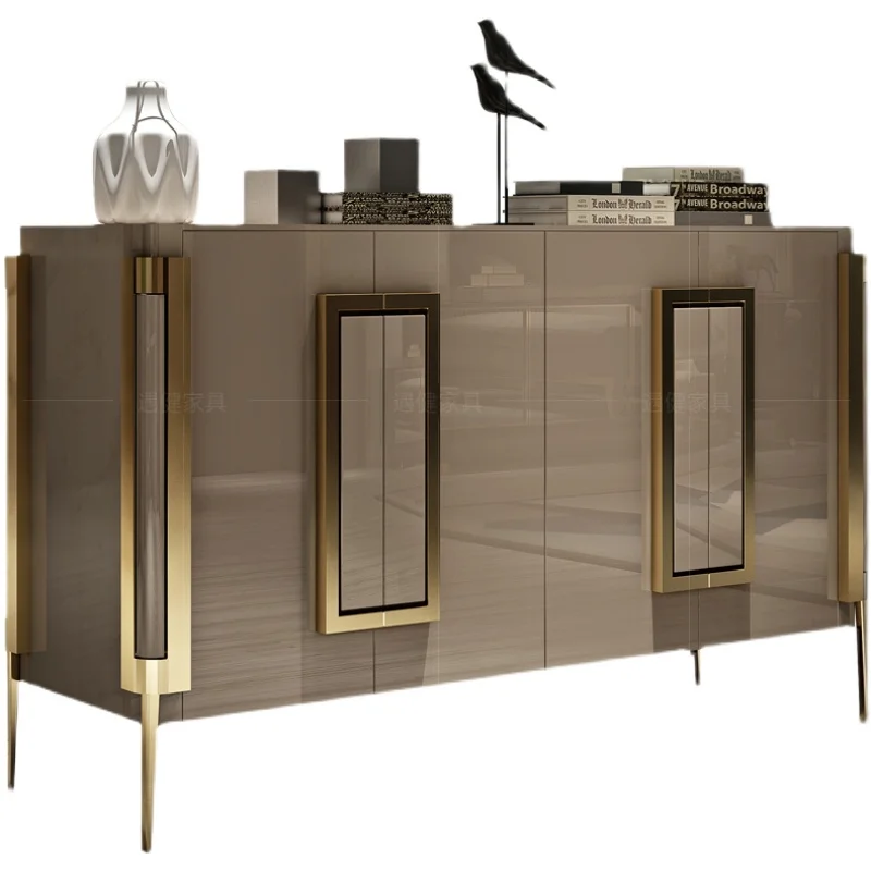 

Light luxury sideboard Italian minimalist minimalist porch cabinet stainless steel Nordic foyer cabinet modern locker complete