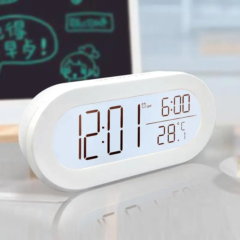

LCD Alarm Clock Backlight Electronic Digital Student Home Wake-up Clocks white