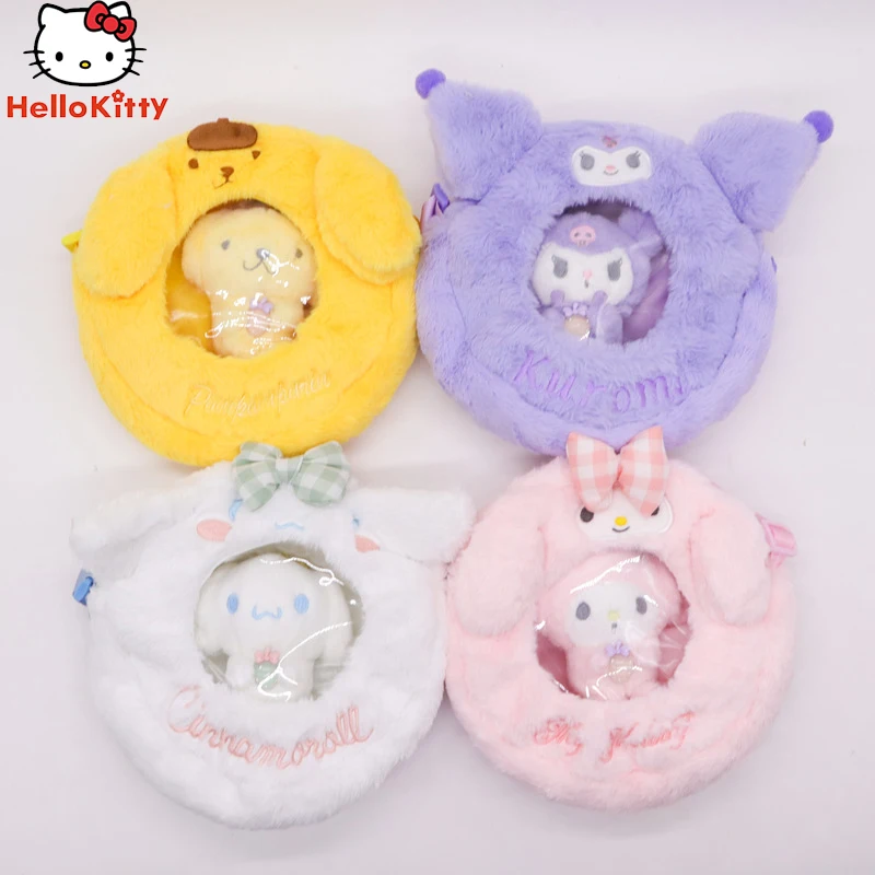 

Kawaii Sanrio Pvc Plush Jelly Bag Cinnamoroll Kuromi Cartoon Transparent Messenger Bag Cute Soft Coin Purse Anime Girl Gift
