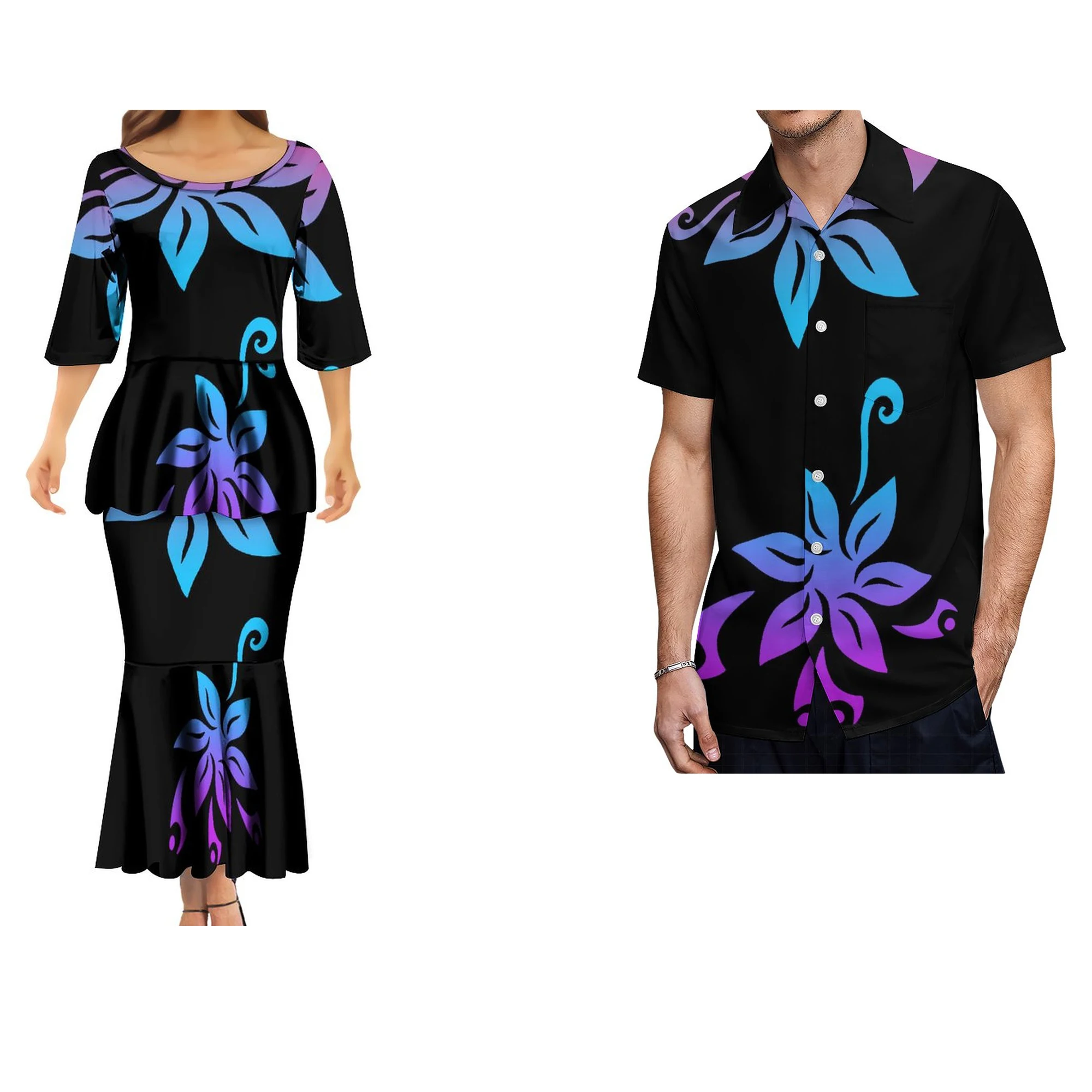 

Длинное платье на заказ с Полинезийским принтом, платье в винтажном стиле с 3D рисунком, двухслойное платье с оборками, юбка-сюрприз