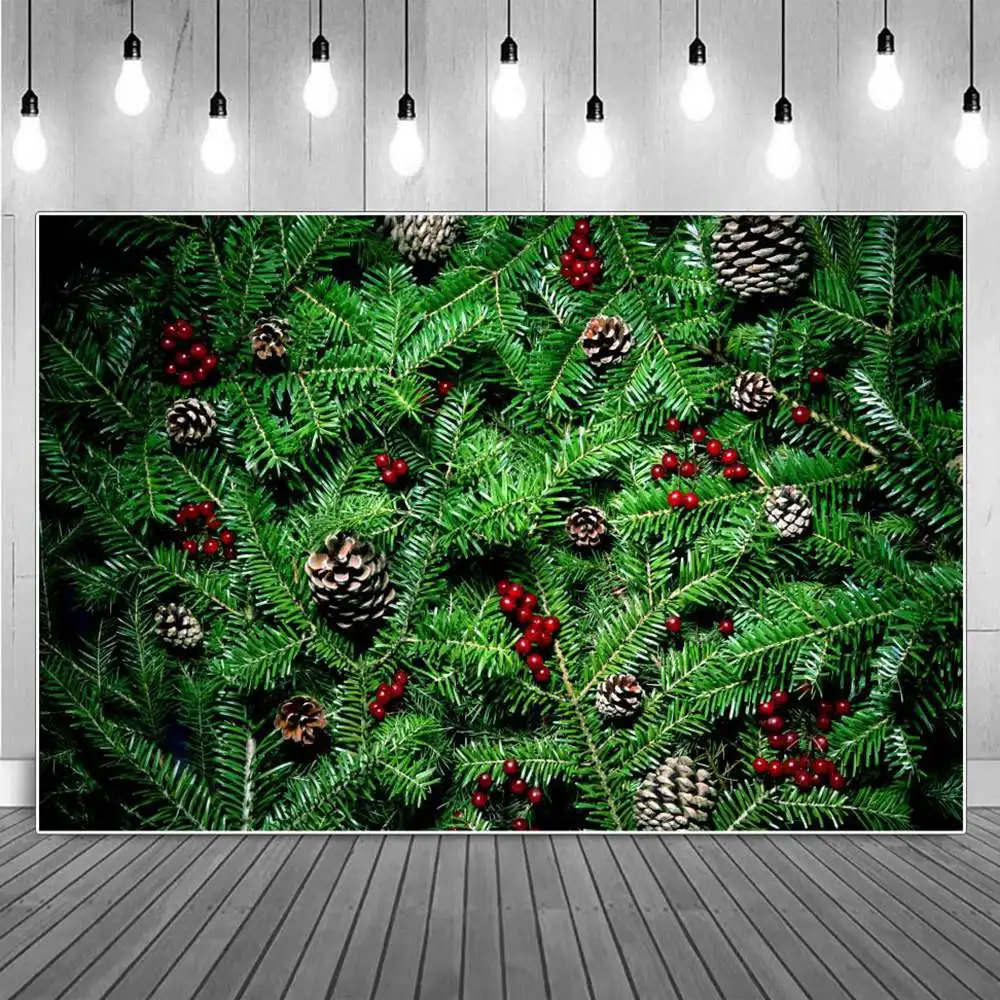 

Green Cypress Tree Leaves Wall Birthday Party Decoration Photography Backdrops Children Flowers Red Fruites Backgrounds Props