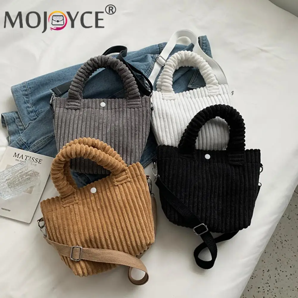 

Fashion Women Corduroy Pure Color Top-handle Bag Casual All-match Autumn Winter Velvet Hasp Small Shoulder Crossbody Bags