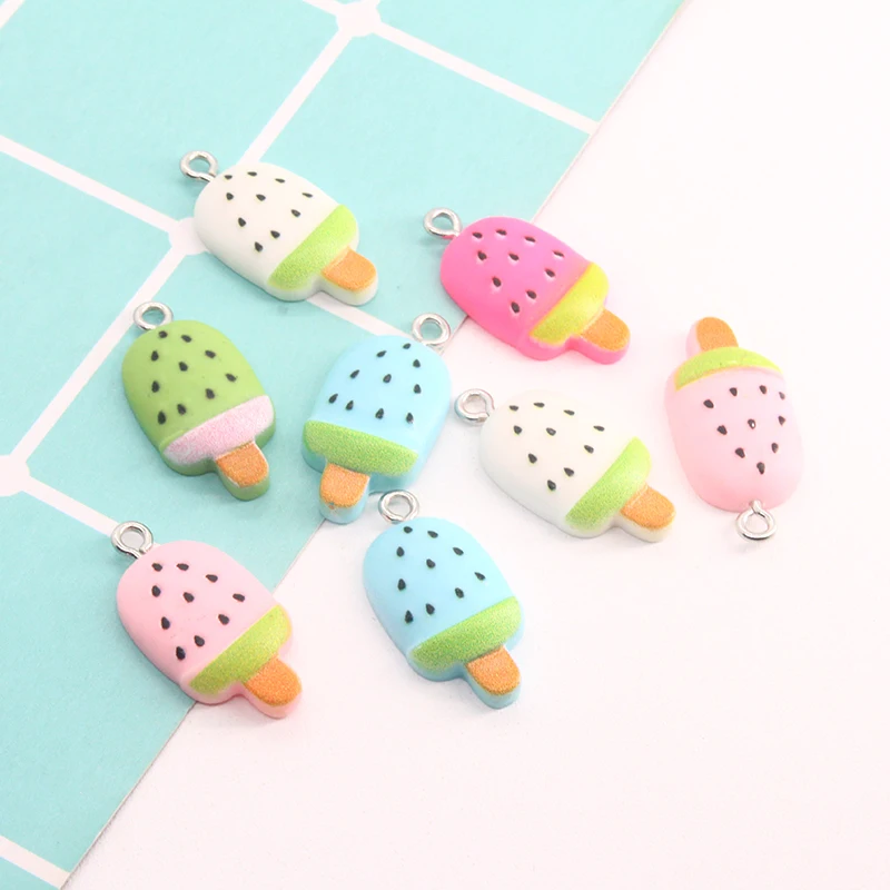 

Микс 10, подвески из искусственной смолы в виде летнего арбуза, милые Подвески с плоской спинкой для сережек, браслетов, сделай сам, ювелирные...