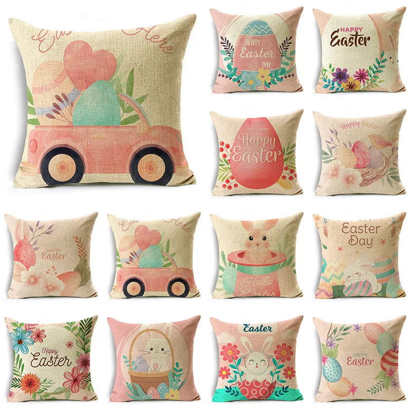 

Easter Series Easter Egg Bunny Pattern Square Cushion Cover Pillowcase for Sofa Couch Bedroom Home Decor 40cm 45cm and 50cm