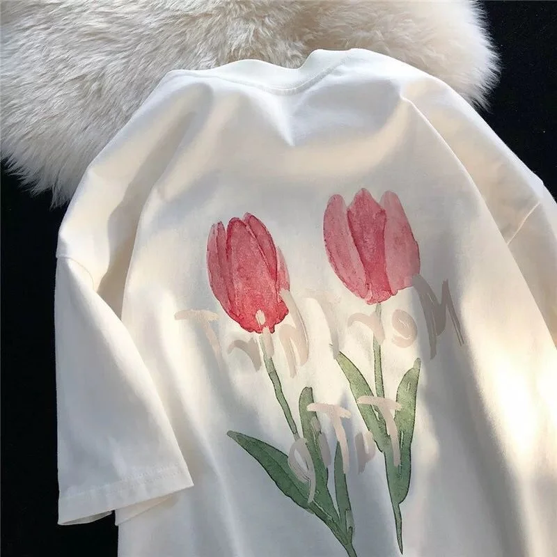 Женская хлопковая футболка с коротким рукавом свободные дизайнерские милые топы