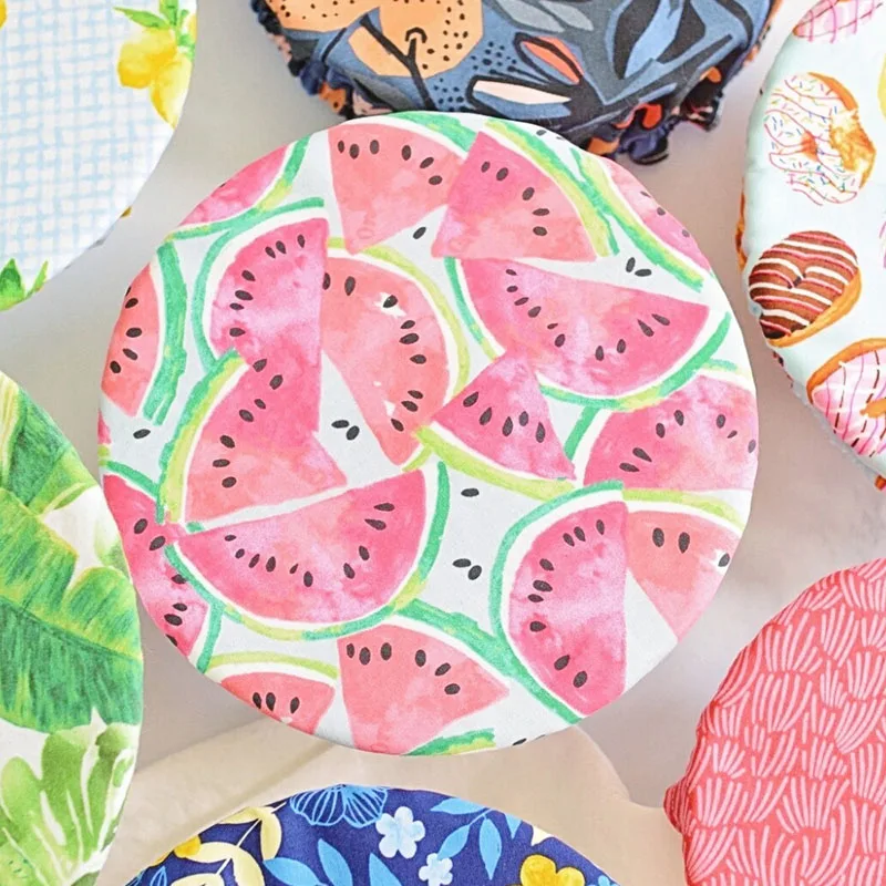 

3pcs Cute Reusable Bowl Covers Waterproof Fabric Fruit Printing Dust Cover Fresh-keeping Dustproof Kitchen Accessories