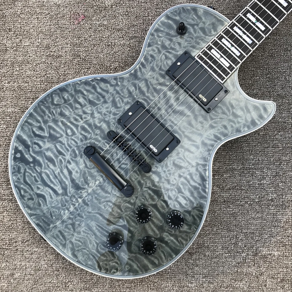 

Custom Shop, Made in China, LP Custom High Quality Electric Guitar, black Burst Color Quilte Maple, Black Hardware, Free Shippin