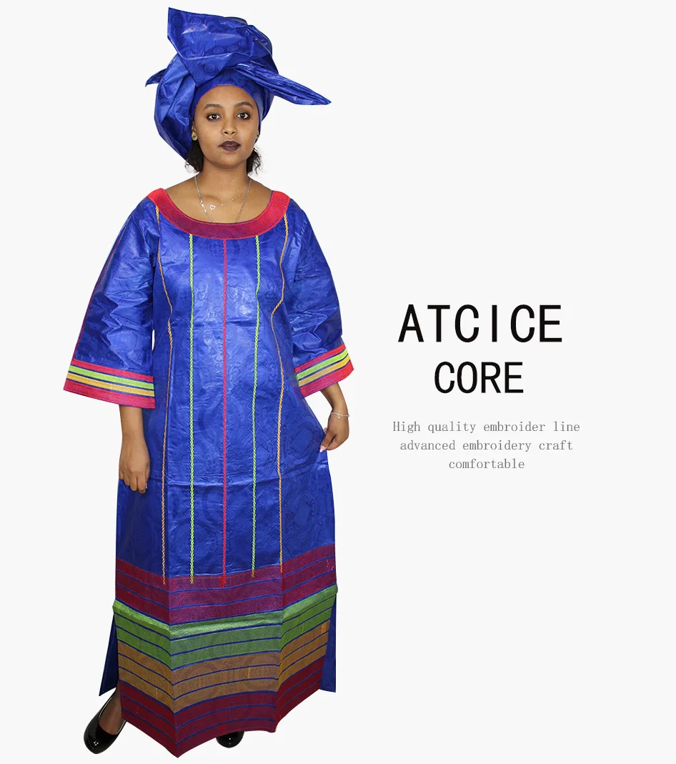 Африканские платья для женщин модный дизайн Новая африканская вышивка Bazin