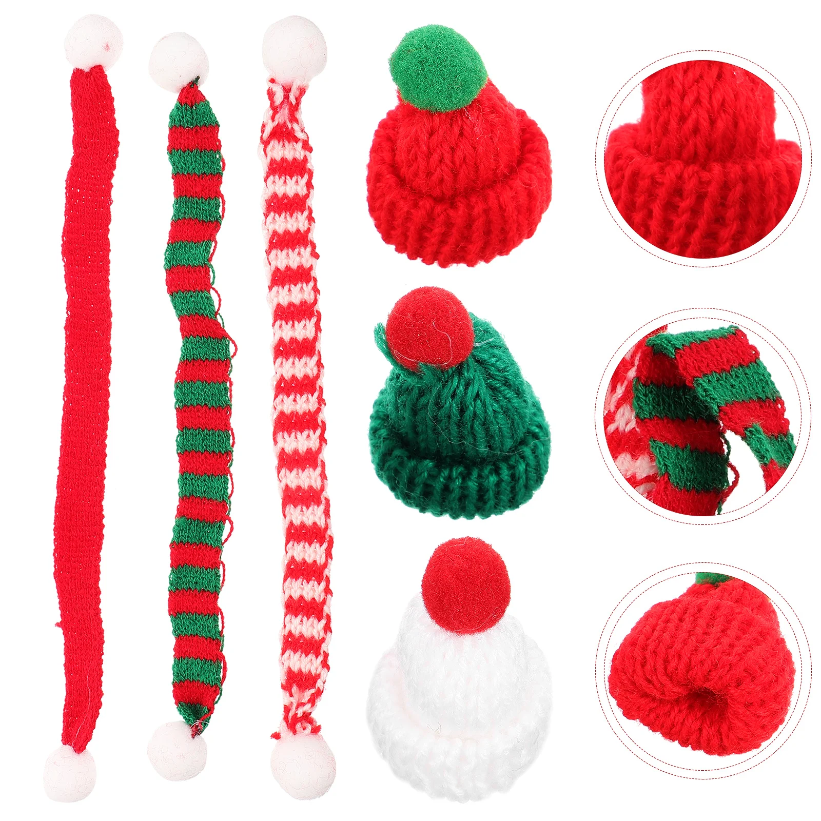 

Mini Knit Hats Christmas Scarves 6Pcs Craft Knitting Hats Wine Bottle Stopper Doll Poultry Hamster Bird Lizard Small Animals Diy