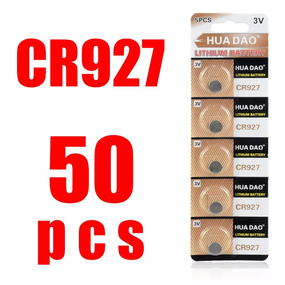 

50Pcs 3V CR 927 CR927 Lithium Li Ion Button Coin Cells Batteries CR927 927 DL927 BR927 ECR927 5011LC Batteries For Watch Toys