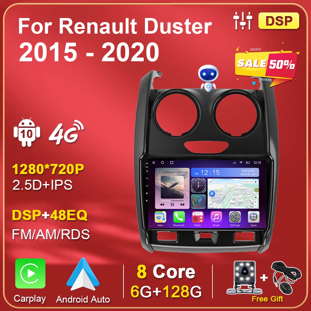 

Автомагнитола для Renault Duster 2015, 2016, 2017- 2020, для LADA Largus 2021, 2din, Авторадио, мультимедийный видеоплеер, DSP-навигация, GPS