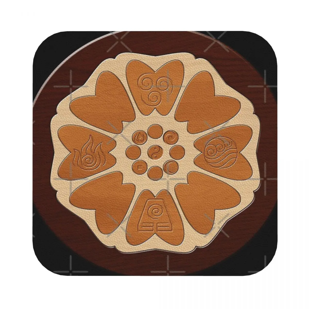 

Order Of The White Lotus Leather Coaster Set of 4 Pattern Personality For Bar Easy to clean