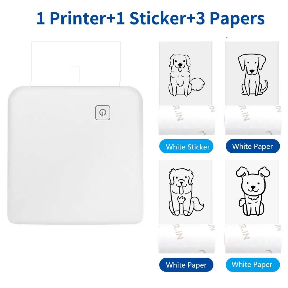 Mini Portable Thermal Printer Small Pocket Label Maker Sticker Wireless Connection Photo Printer Self-Adhesive Paper