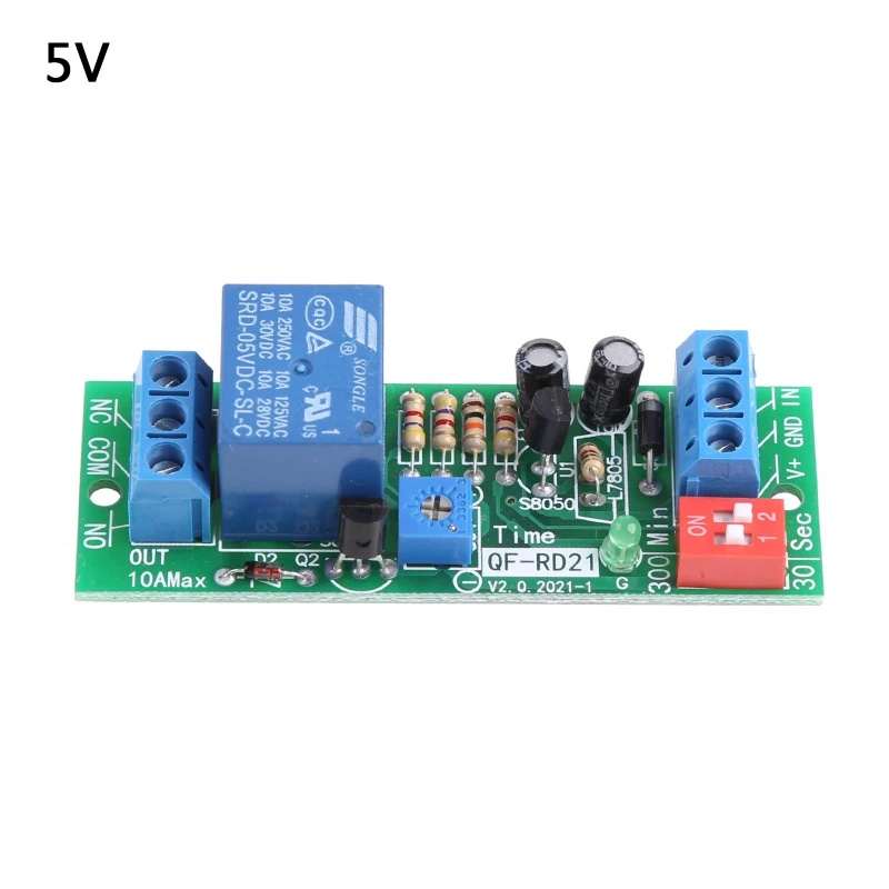 

QF-RD21 Anti-restart Delay Switch Module Timer Control Relay Module 5V/12V/24V New Dropship