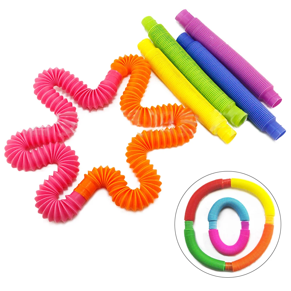 

8pcs Colorful Circle Funny Toys Gift Creative Magical Toy Folding Plastic Pop Tube Coil Children'S Early Development Educational