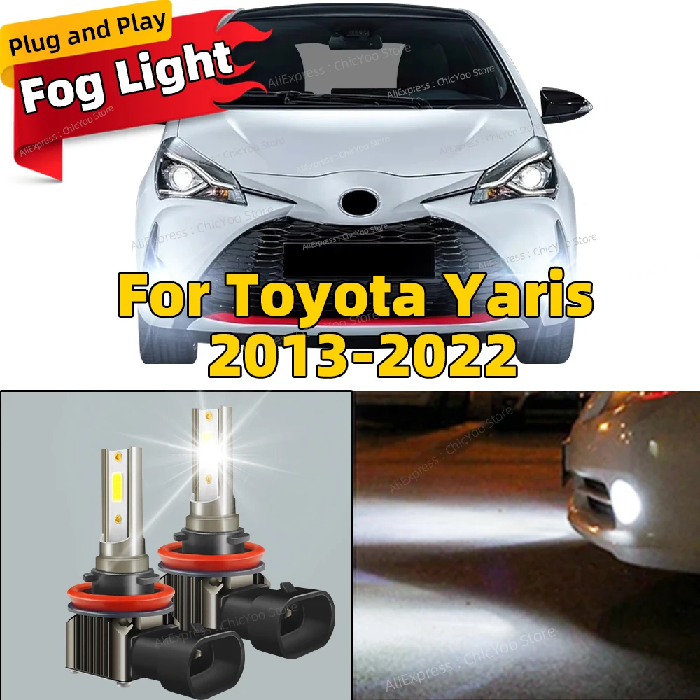 

Передняя противотуманная фара 6000K, 2 шт., светодиодная лампа, аксессуары, лампа 80 Вт для Toyota Yaris 2013 2014 2015 2016 2017 2018 2019 2020 2021 2022