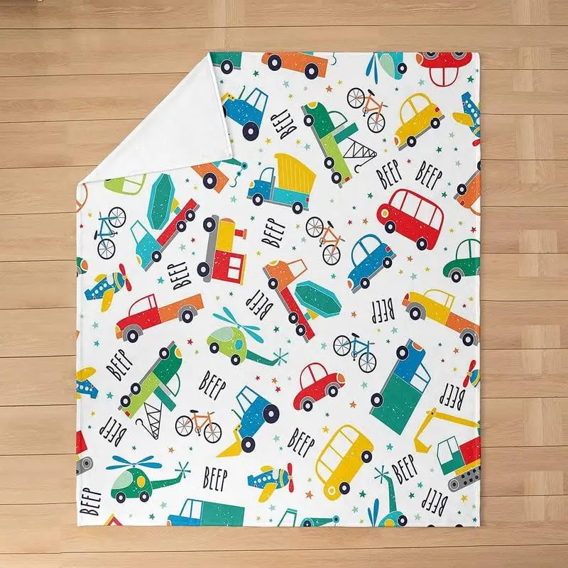 Фланелевое флисовое покрывало с мультяшным рисунком всесезонное для