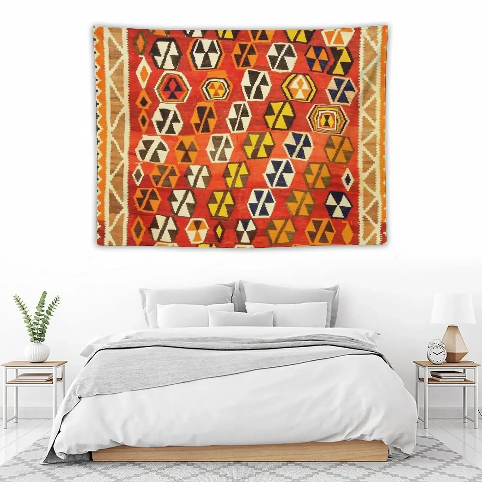 Винтажный гобелен с принтом Shiraz Kilim в виде грибов для стен