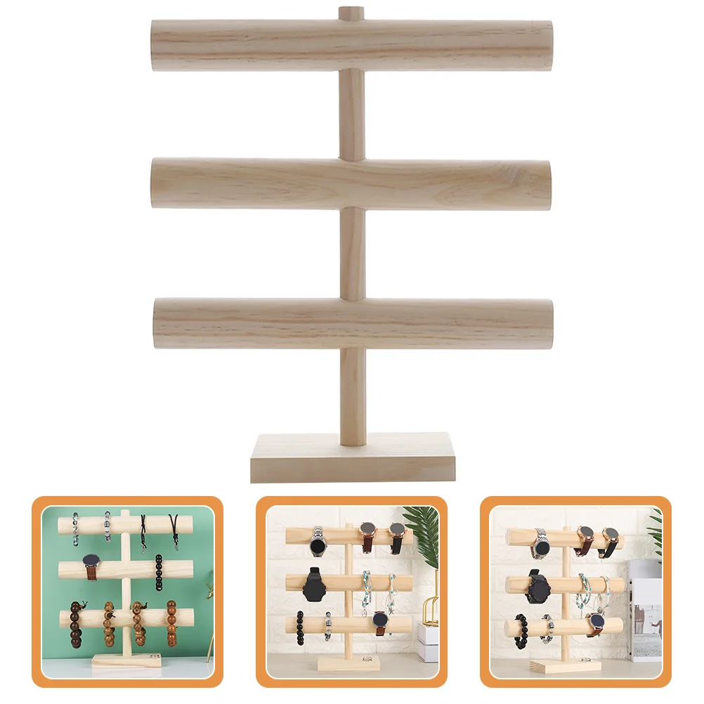 

Ring Organizer Three Layer Bracelet Jewelry Hanging Rack Earrings Storage Display Stand Wooden Jewelries Desktop Jewellery