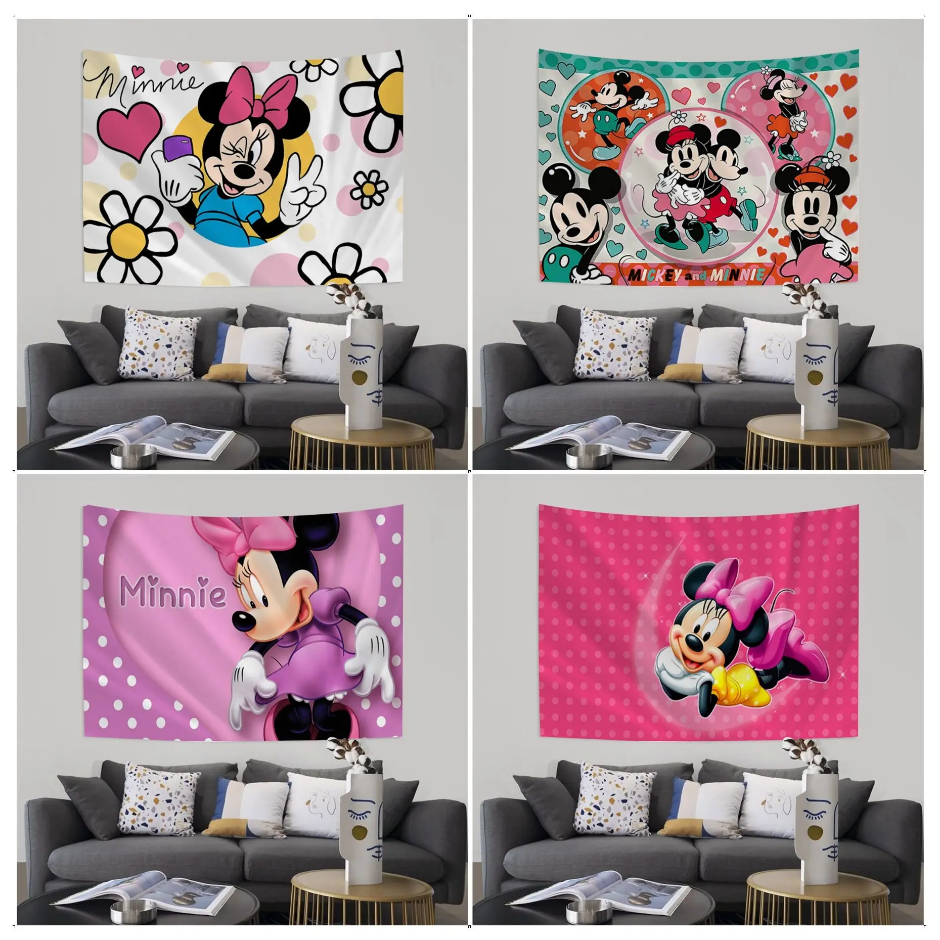 

Disney Minnie Mouse Colorful Tapestry Wall Hanging Hanging Tarot Hippie Wall Rugs Dorm INS Home Decor