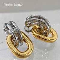 timeless wonder fancy geo 2 tone stud earrings for women gothic designer earing fashion jewelry trendy kpop egirl earings 2526