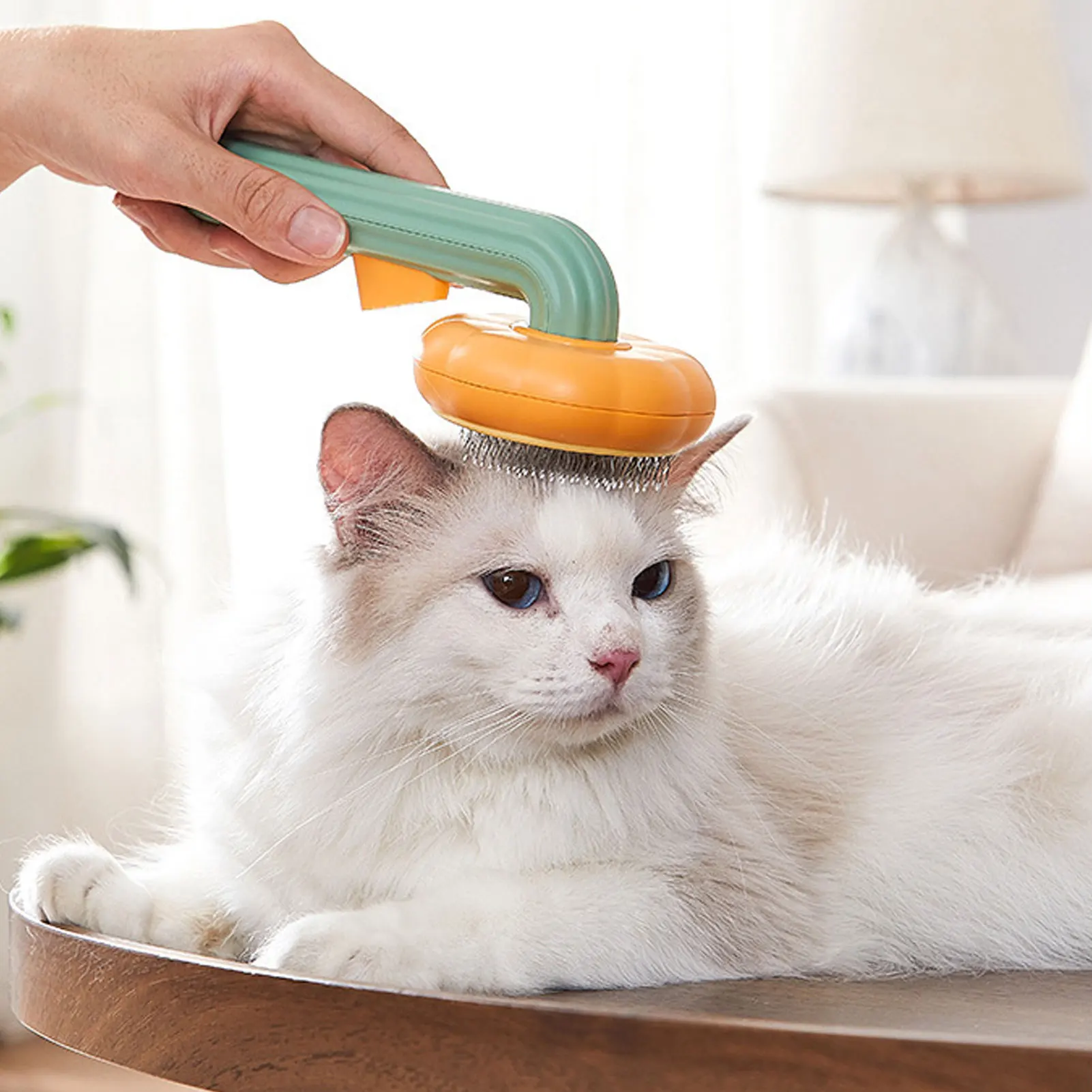 

Pumpkin Pet Brush Self Cleaning Slicker Cat Brush for Shedding Dog Cat Grooming Comb Removes Loose Underlayers and Tangled Hair