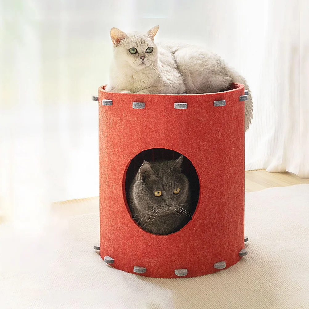

Pet Bed Wear-resistant Cat Nest Felt House Indoor Comfortable Convenient Playing Sleeping Small Pets