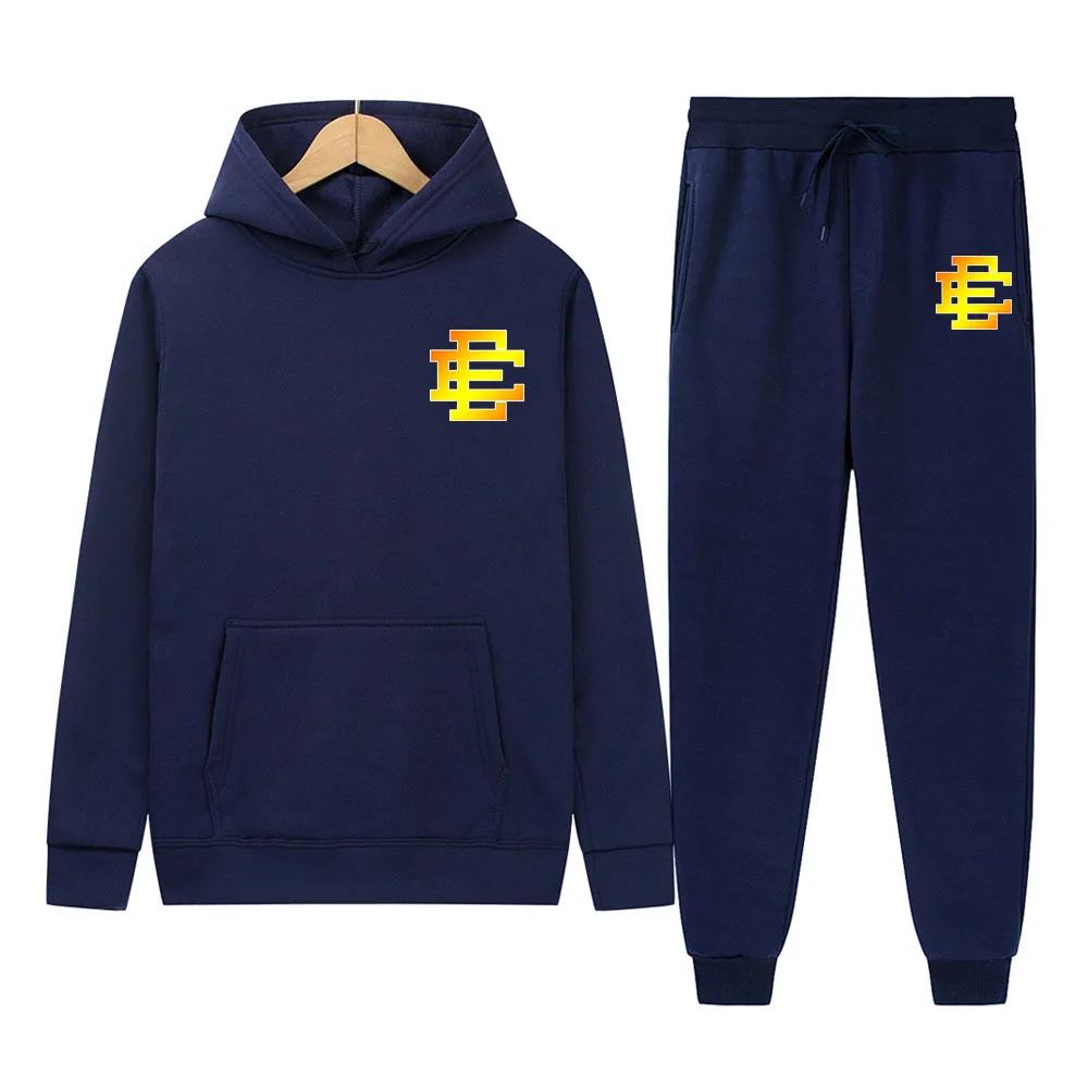 

2022 New Autumn Men Hoodies Sweatshirts Fashion 2 Piece Sets Plus Fleece Sportswear EE Printed Hip Hop Harajuku Casual Suits