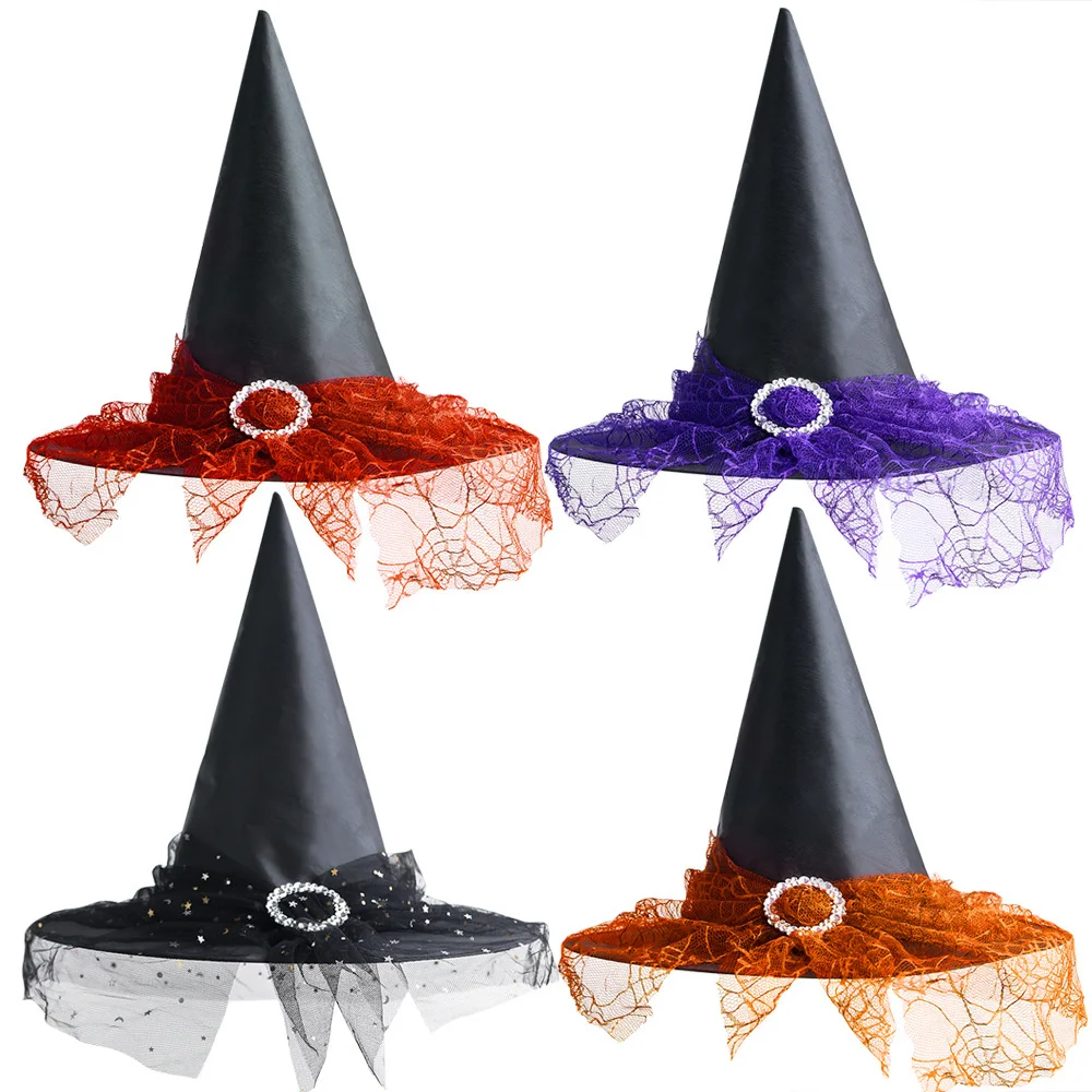 

Halloween Lace Cosplay Witch Hat for Women Girls Costume Party Wizard Hats Magican Halloween Headdress Party Caps Favors