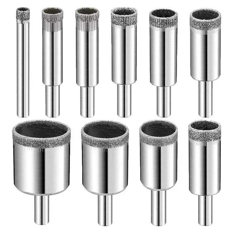 

Glass Drill Bit 10pcs Sturdy Tile Ceramic Hollow Core Extractor Remover Tool Hole Saw Set For Granite Stone Glass Porcelain