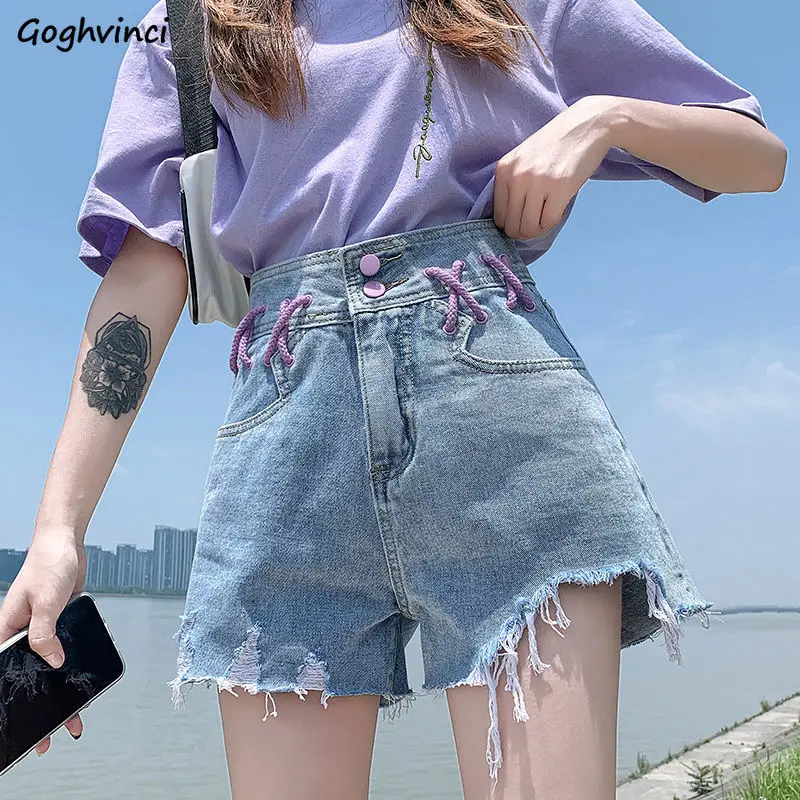 

Denim Shorts Women Vintage High Waist Design Streetwear Holiday Lovely Trendy All-match Girlish Cool Casual Female Ulzzang BF