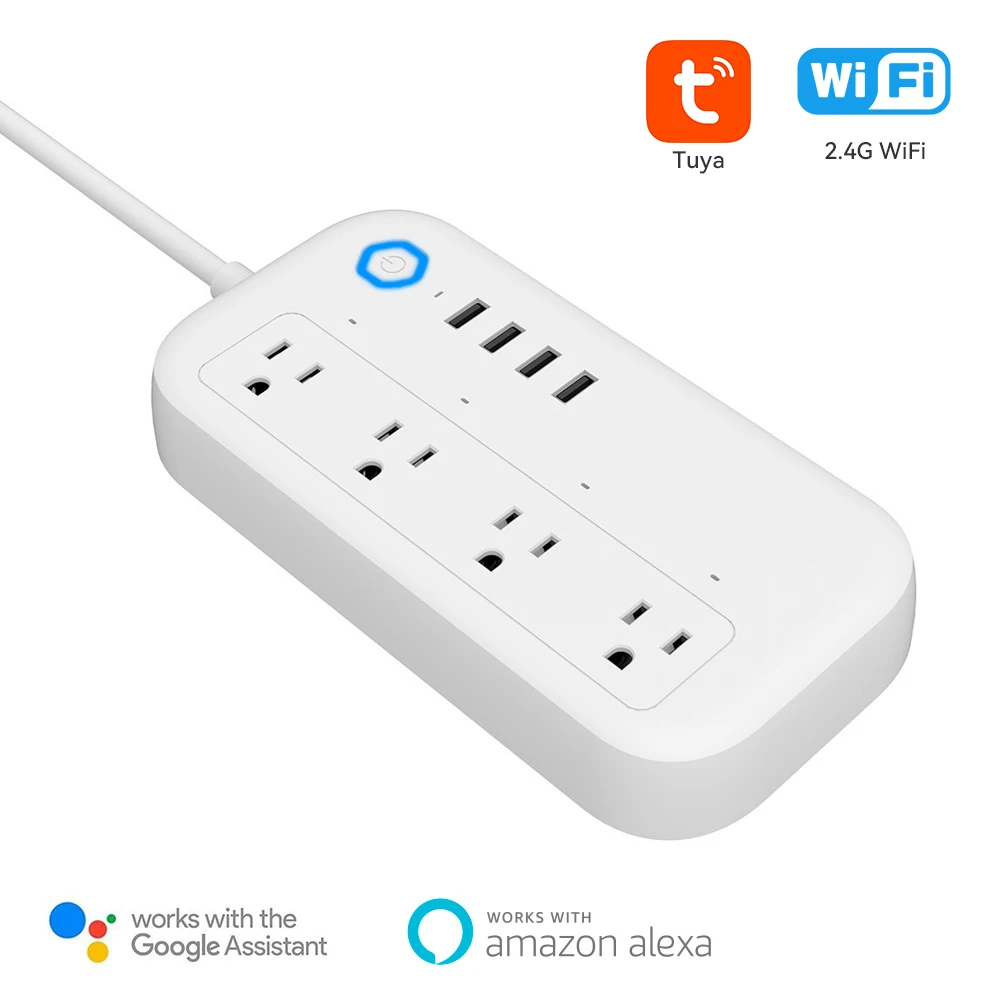 

Tuya Smart Wifi Power Plug Strip Защита от перенапряжения 4 разъема 4 usb-порта приложение голосовой таймер дистанционное управление работа с Alexa Google Home