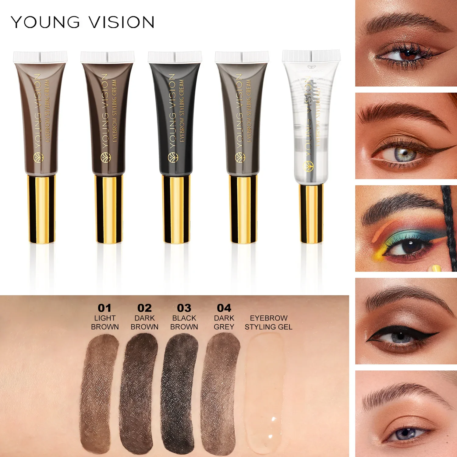 5 Color Eyebrow Cream Waterproof Quick Dry Lasting No Fading Styling Gel Professional Fashion Cosmetics Big Capacity 12g