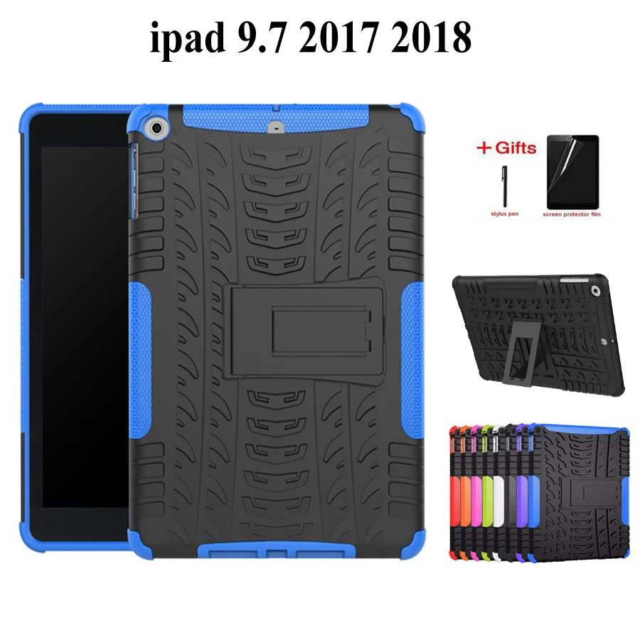 

Armor Shockproof Silicon Case For Apple iPad 9.7 inch 2017 2018 5th 6th Generation Cover for A1822 A1823 A1893 case +film+pen