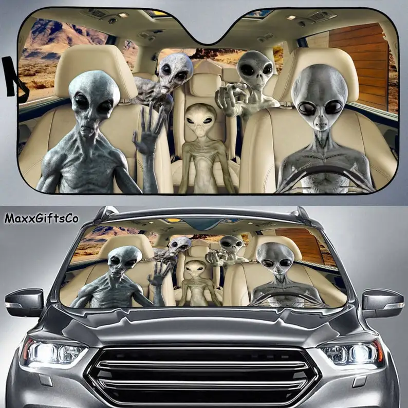 Alien 2 Car Sun Shade, Alien 2 Windshield, Alien 2 Family Sunshade, Car Accessories, Car Decoration, Gift For Dad, Mom