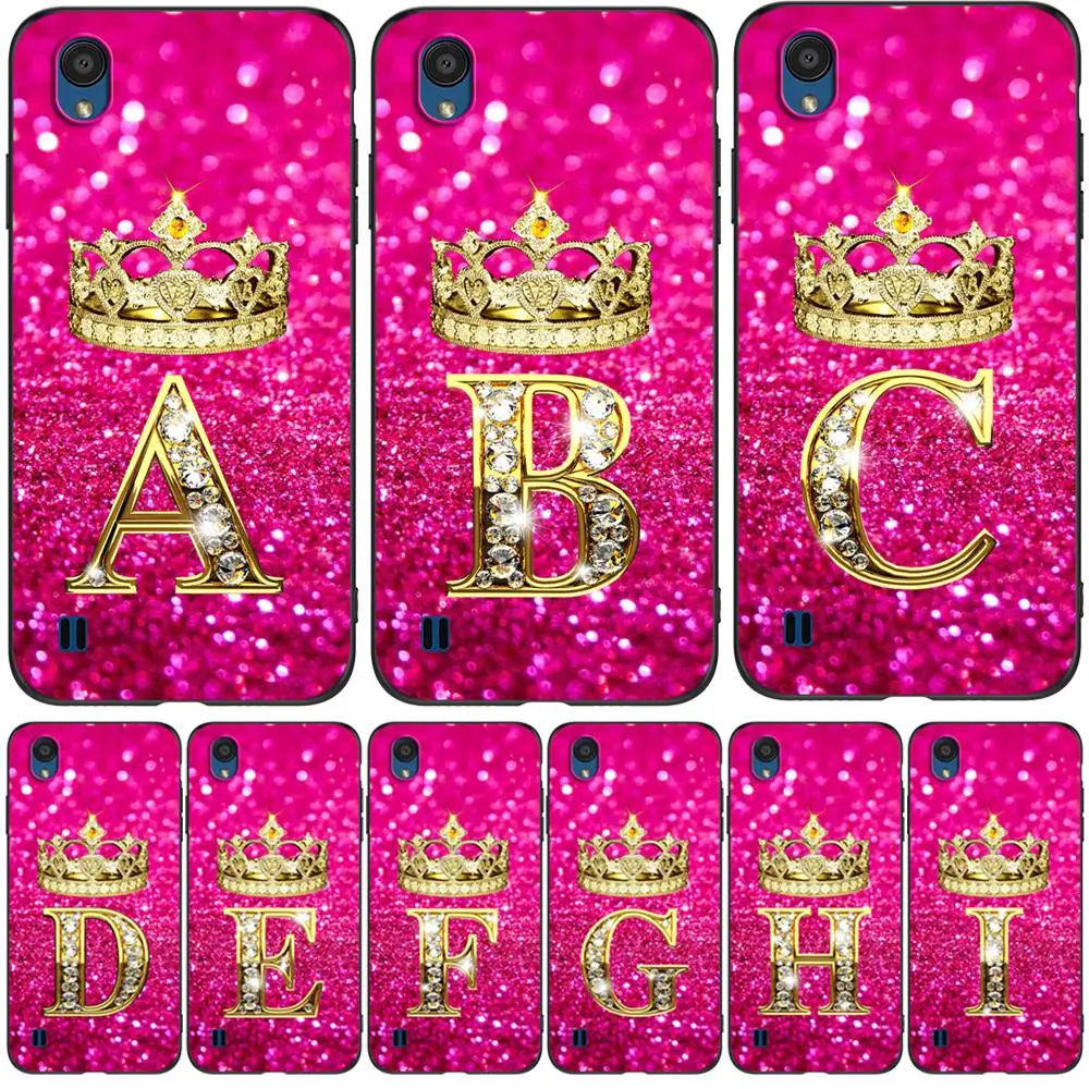 Case For ZTE Blade A5 2019 Case phone back cover black tpu case letter Diamond Crown pink