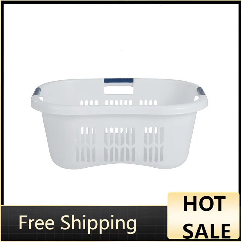 

Laundry Basket, XL Hip-Hugger Basket, 2.1-Bushel, White, Laundry, Storage, Bathroom, Bedroom, Home Closet Clothes Basket