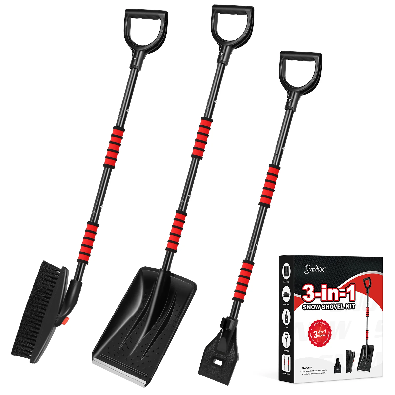 

1 Set Practical Detachable 3-in-1 Snow Kit Ice Scrapper for Camping Garden