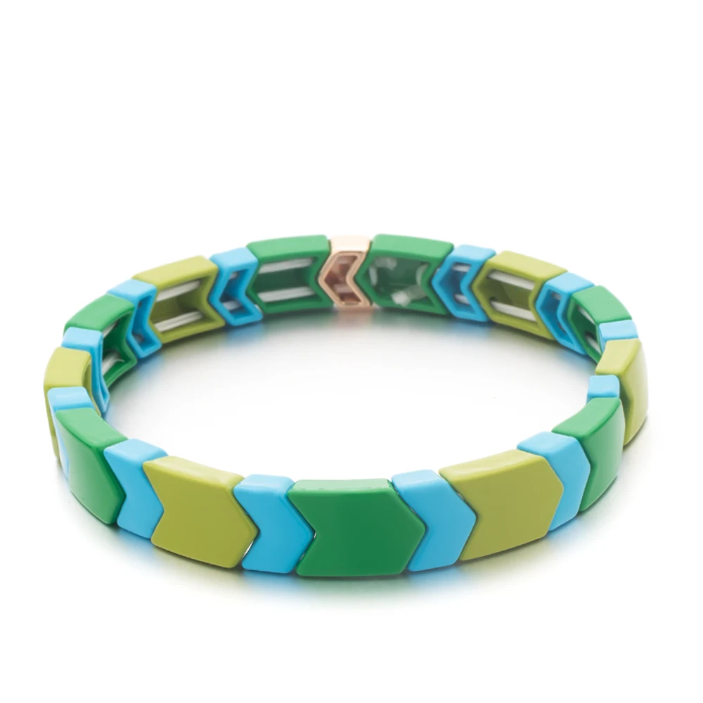 

Miyouke Fashion Green Enamel bracelet Geometric Arrows Shape Bracelets For Men And Women 2022 Trendy