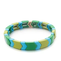 miyouke fashion green enamel bracelet geometric arrows shape bracelets for men and women 2022 trendy