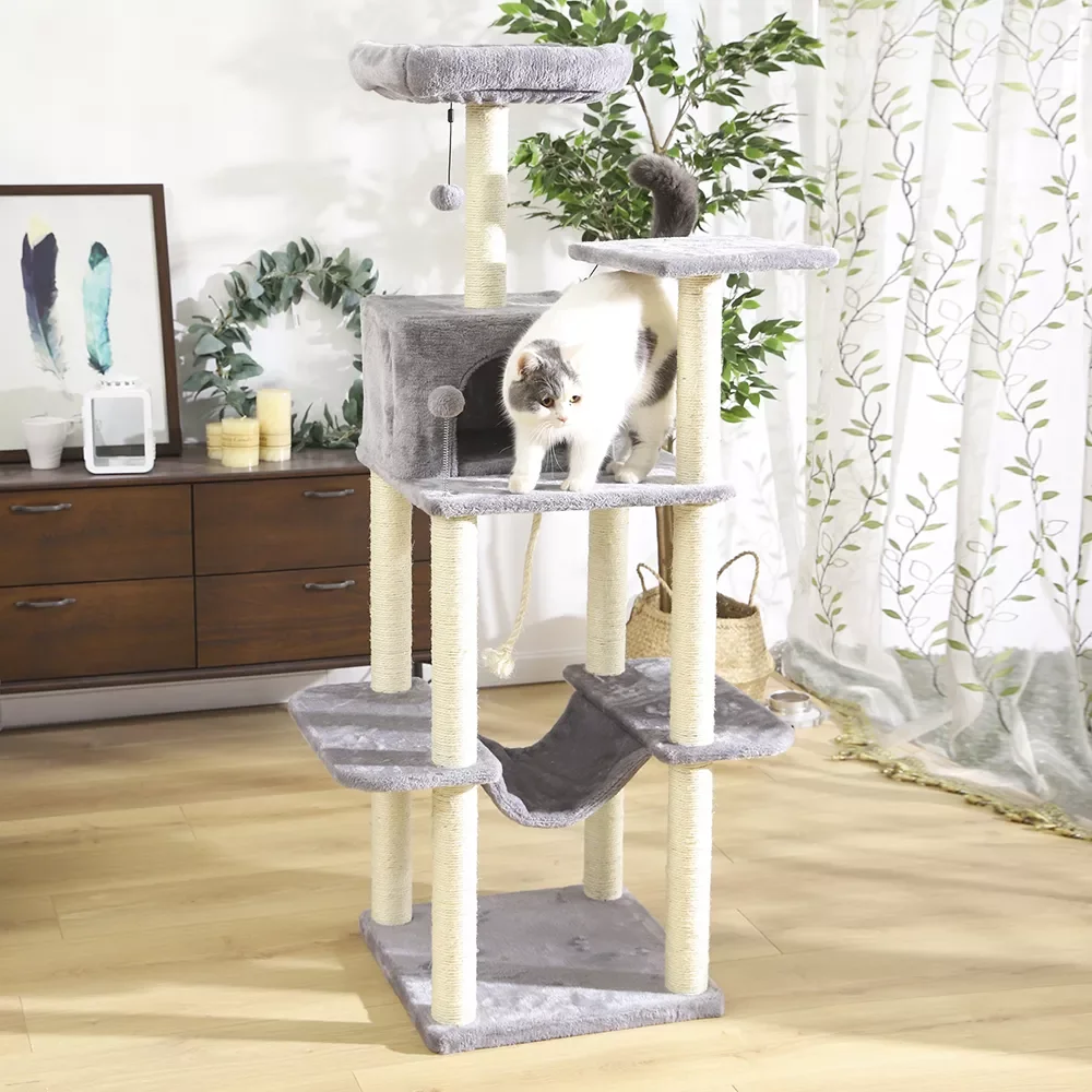 

2022New Fast Domestic Delivery Pet Cat Tree House Condo Multi-Level Cat Toys Scratching Post for Cats Wood Climbing Tree Cat Tre