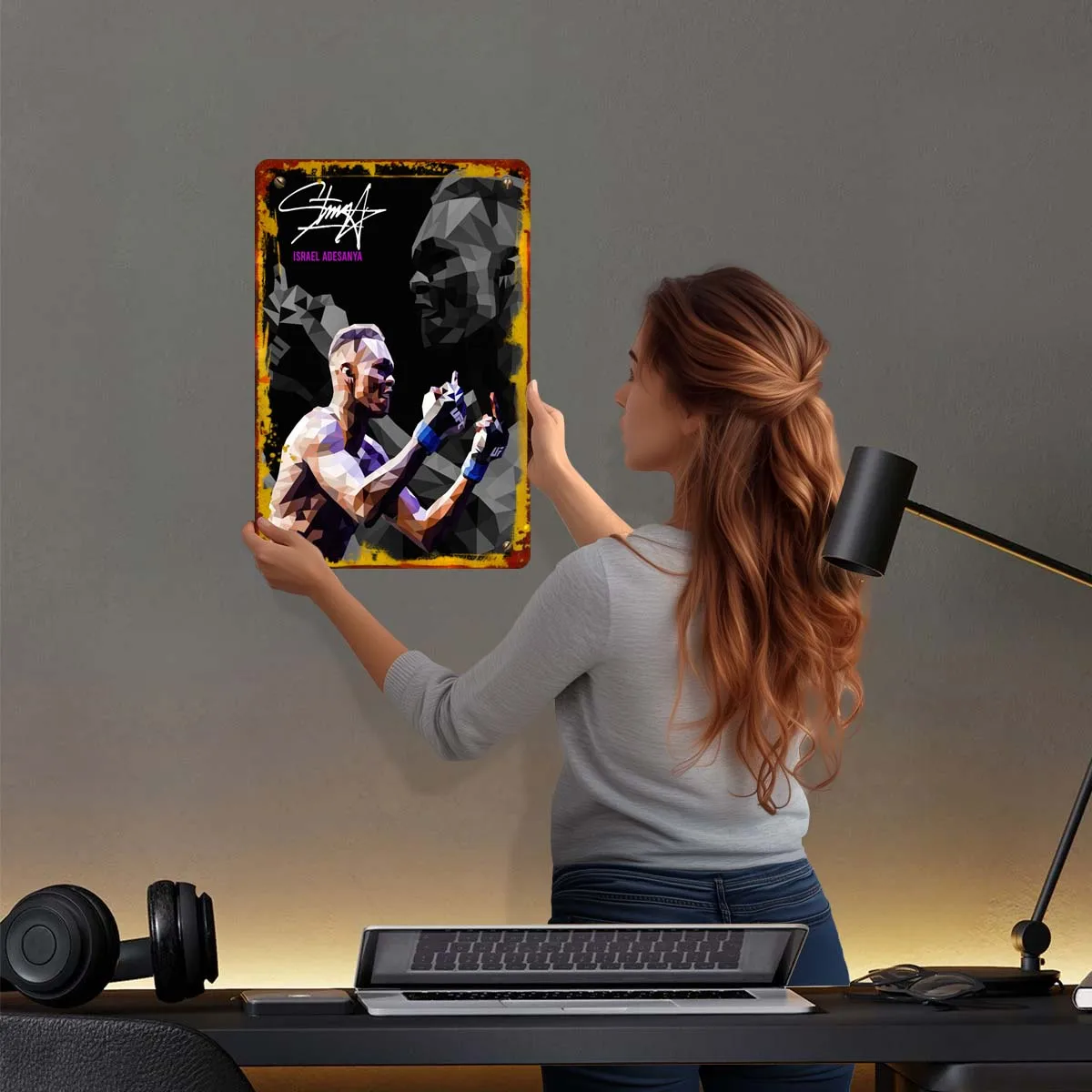 Израиль Адesanya спортивный металлический постер украшения для дома металлические