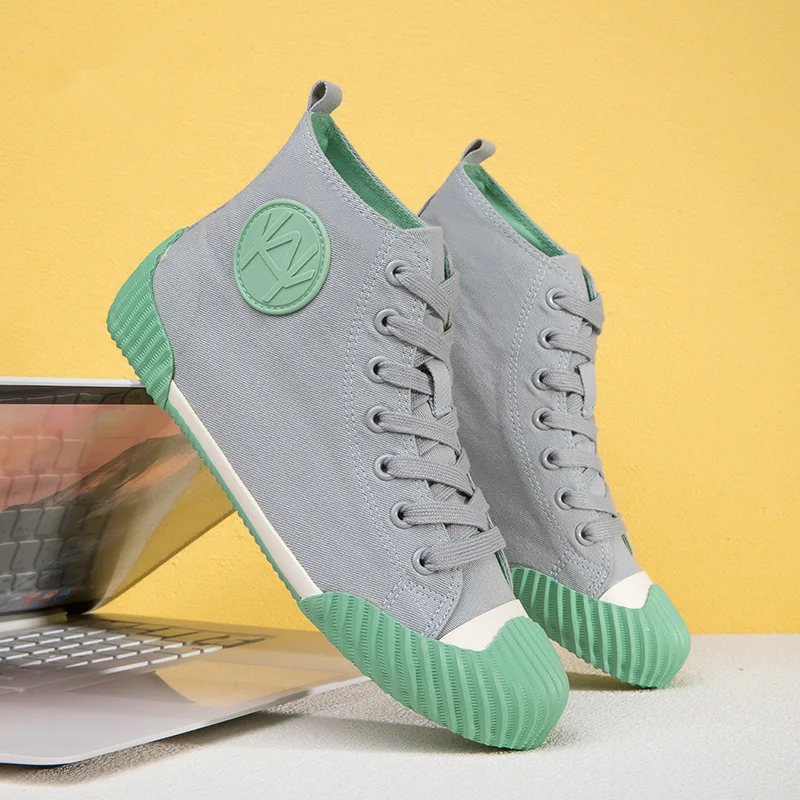 Women's high-top casual shoes lace-up vulcanized shoes for men and women canvas shoes