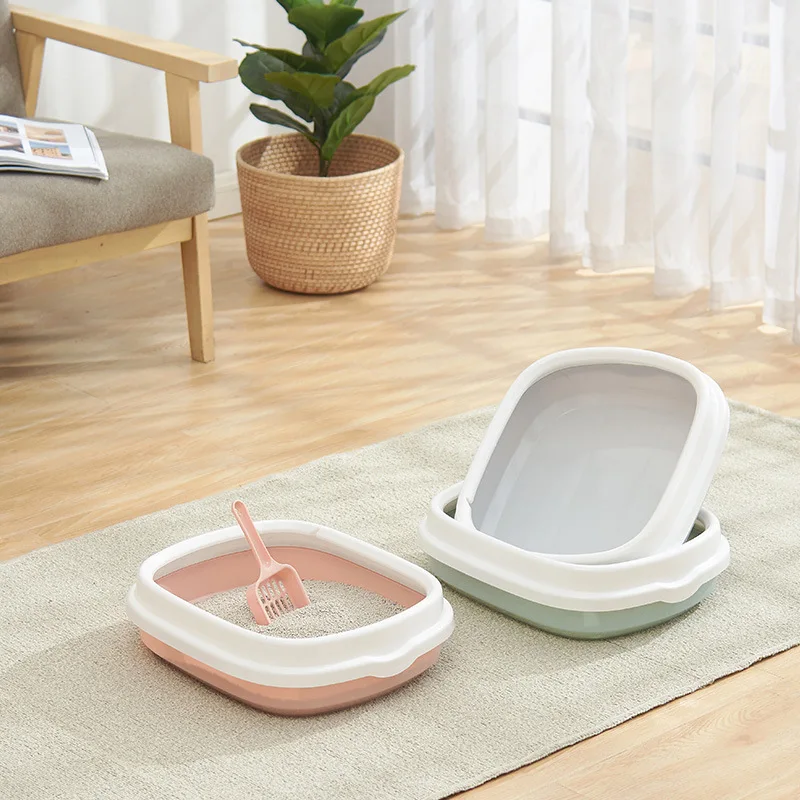 

Toilet with a Side Anti-splashing Cat Litter Box Semi-enclosed Dog Food Basket Animal Toilet Supplies Home Garden Pet Supplies
